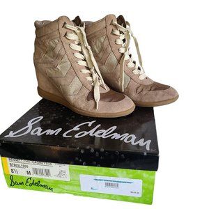 SAM EDELMAN Chateau Grey Suede Wedge Fashion Sneaker 8.5M